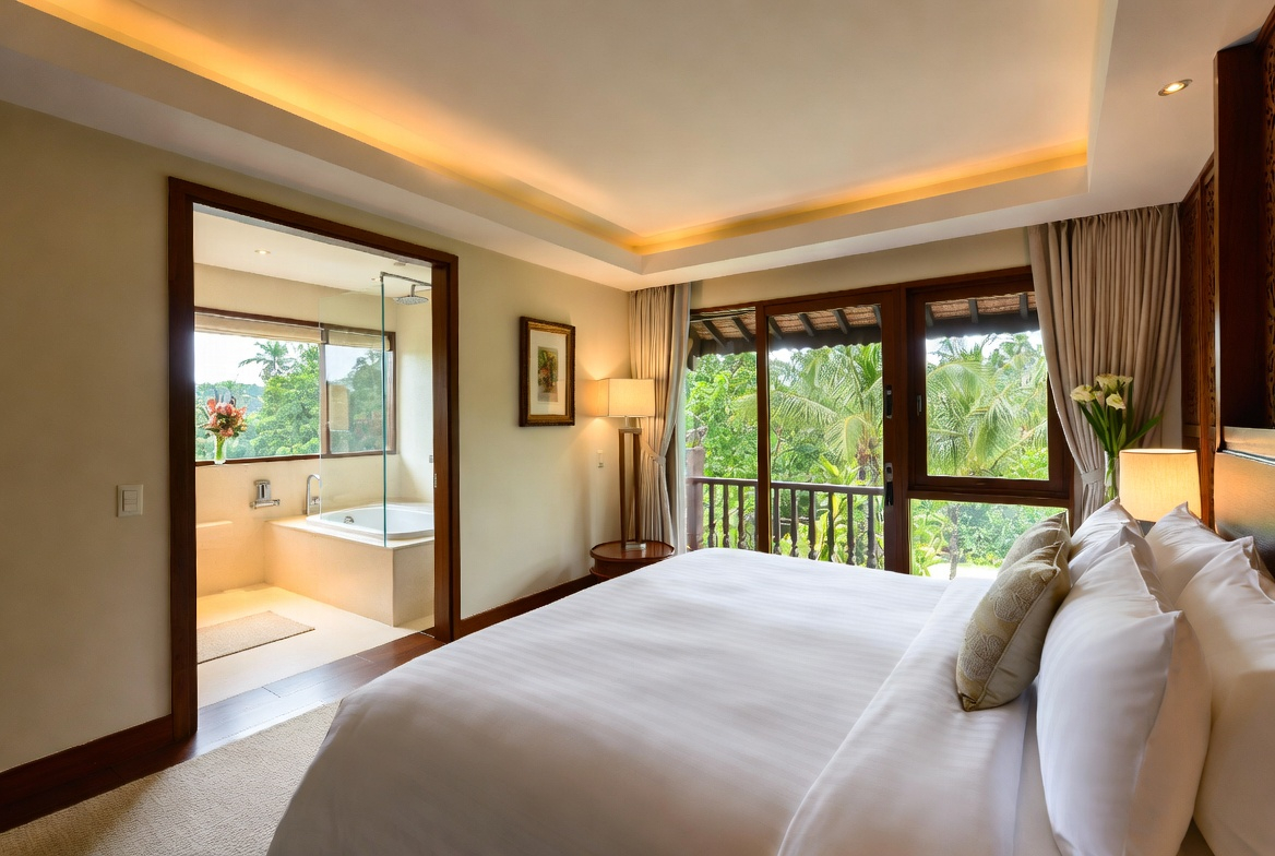 Luxury vacation rental room with tropical view